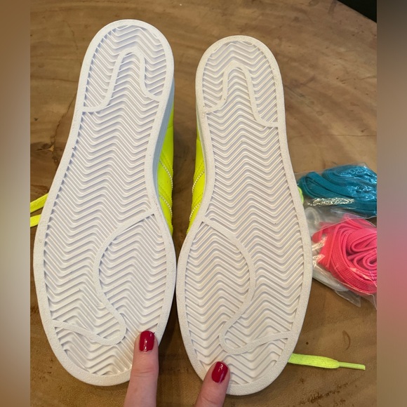 Neon Solar Yellow Adidas Superstar - Never Worn - Picture 5 of 7